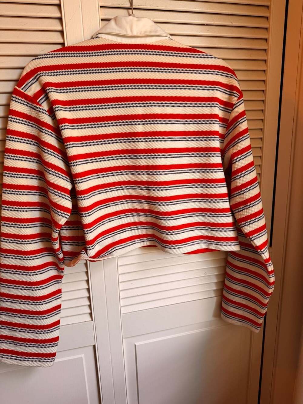 Reformation Anna Rugby Shirt In Red And Blue Stripe XS - Picture 3 of 4